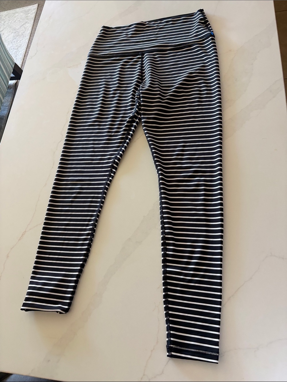 Ever Fit Striped High-Waist Leggings in Black & White